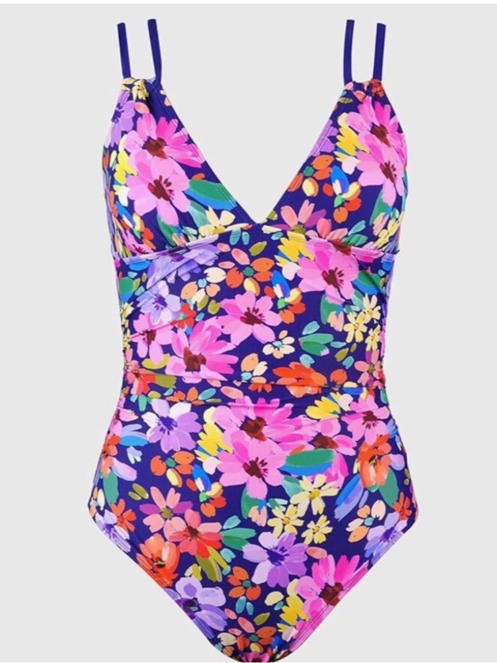 Cupshe Purple Floral V-Neck One-Piece Swimsuit